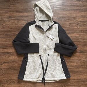 NWT ZeroXposur Women's XL Sweater Knit Hybrid Hooded Jacket Grey "Metal"